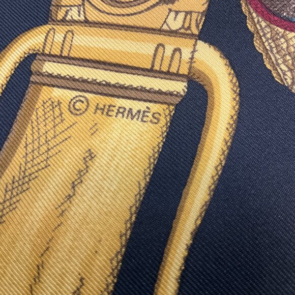 Hermes Black / Red / Blue / Gold Grand Uniforme Square Silk Twill Scarf - Picture 8 of 9